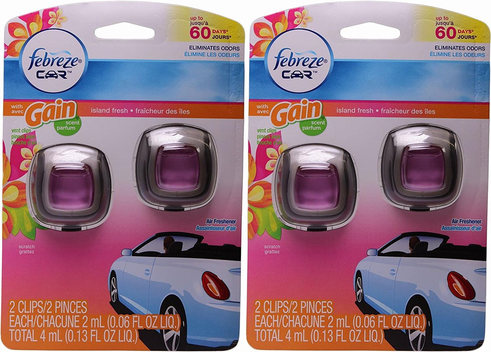 Febreze Car Vent Clips 4-Pack Febreze Air Freshener (Gain Island Fresh)