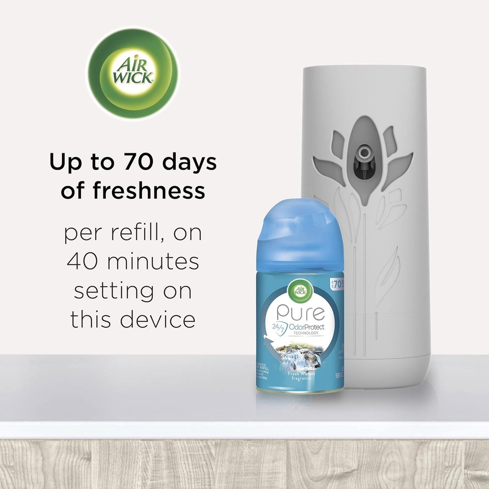 Air Wick Automatic Air Freshener Spray Refill, Fresh Linen, 3Ct, Essential Oils, Odor Neutralization