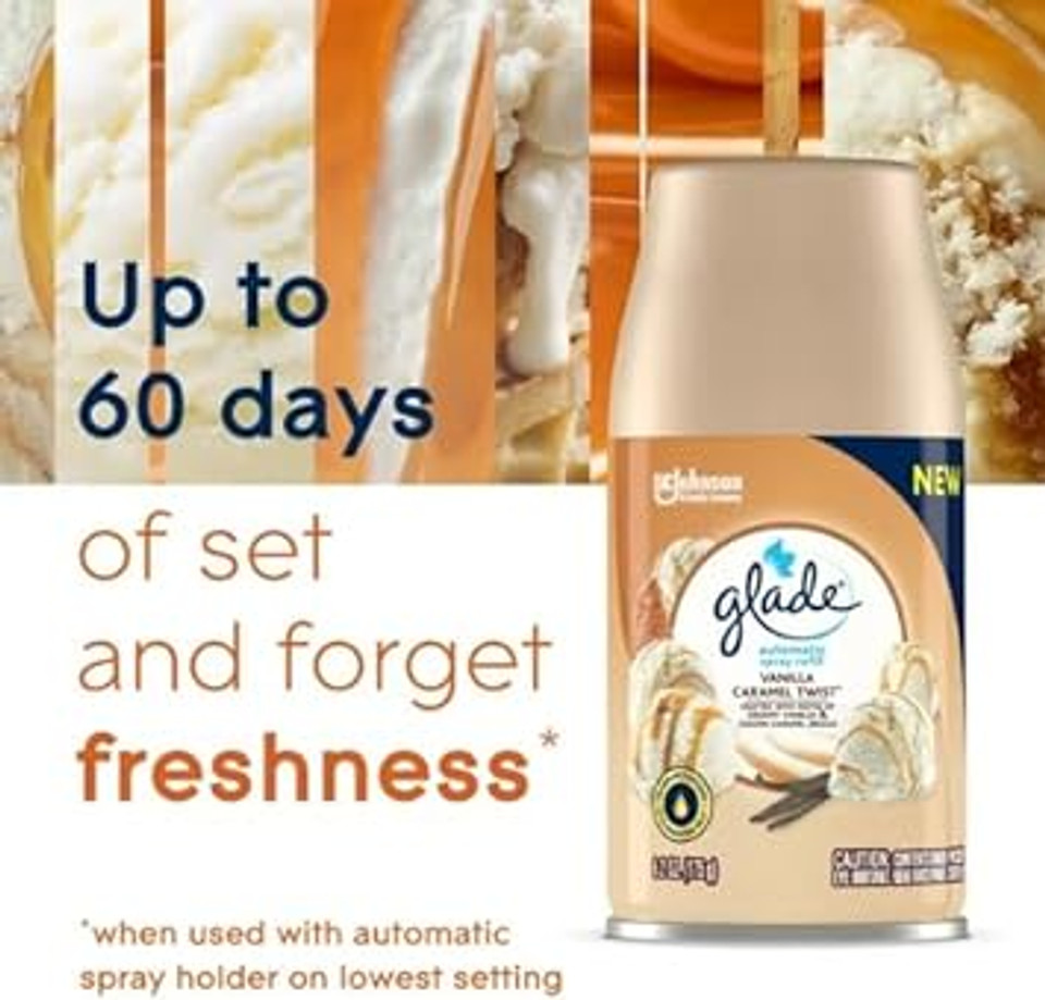 Glade Automatic Spray Refill, Air Freshener For Home And Bathroom, Vanilla Caramel Twist, 6.2 Oz, 3 Count