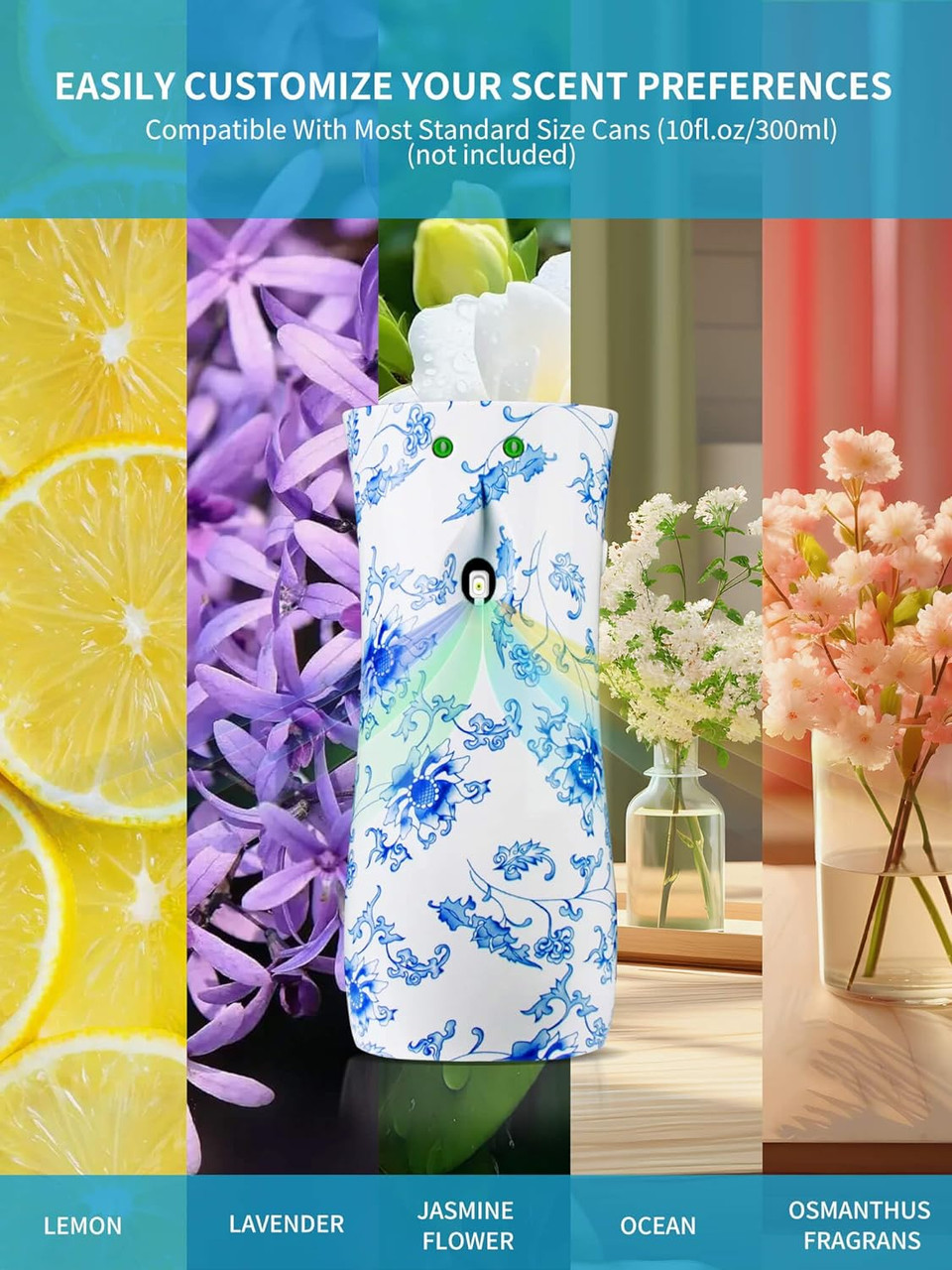Automatic Air Freshener Spray Dispenser,Blue And White Porcelain Air Freshener Automatic Sprayer,Automatic Air Freshner With Remote Control,Air Freshener Dispenser 8 Time Interval Settings