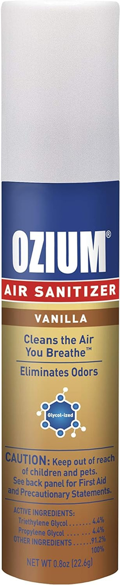Ozium 0.8 Oz. Air Sanitizer & Odor Eliminator For Homes, Cars, Offices And More, Vanilla Scent, Pack Of 6