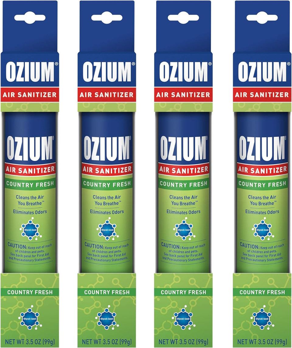 Ozium Air Sanitizer & Odor Eliminator For Homes, Cars, Offices And More, Country Fresh, 3.5 Ounce (Pack Of 4)