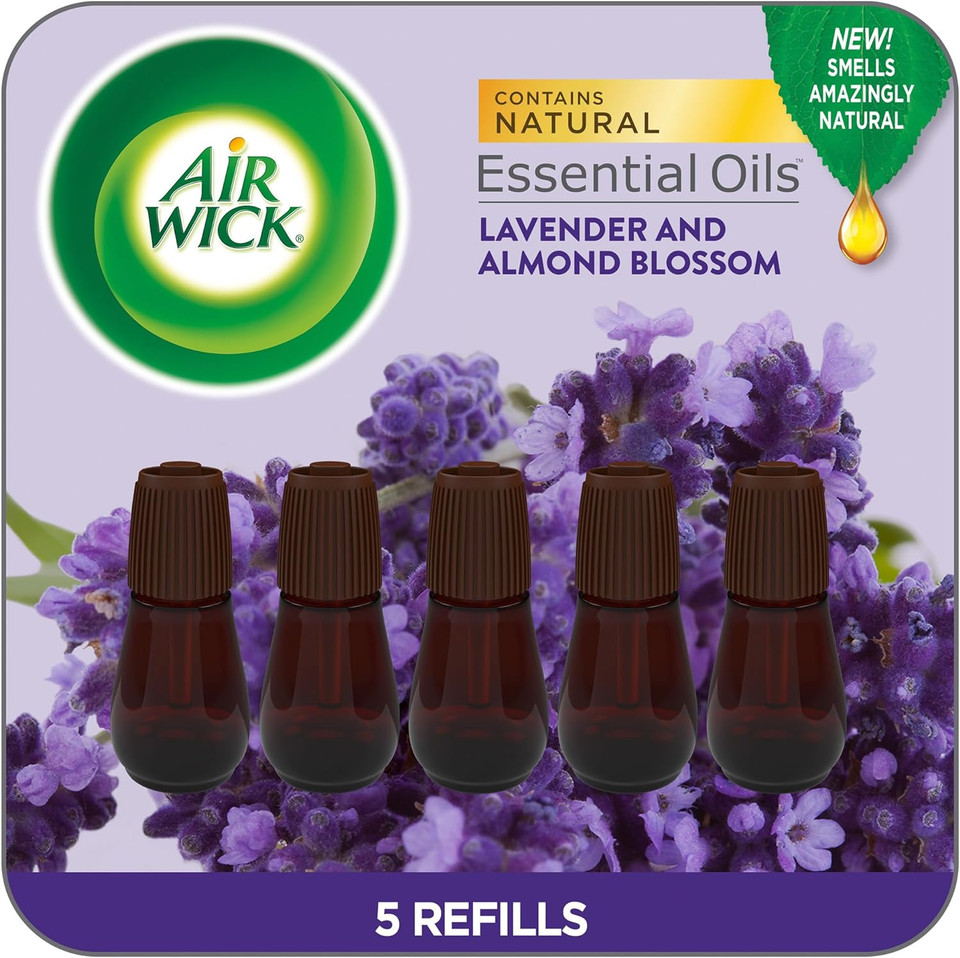 Air Wick Essential Mist Refill, 5 Ct, Lavender And Almond Blossom, Essential Oils Diffuser, Air Freshener