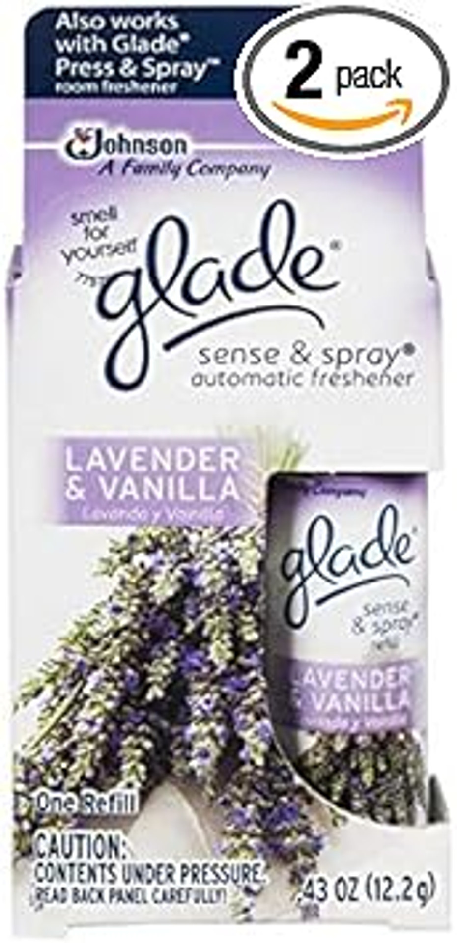 Glade Sense & Spray Refill, Lavender & Vanilla, 0.43 Oz-2 Pk