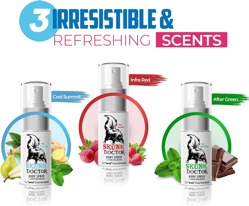 Smoke Odor Eliminator Spray (Pack Of 3 Scents) | Multi Purpose - Smoke Spray, Body Spray & Air Freshener | Smoke Odor Remover For Body, Car & Home | Works On All Types Of Smoke Odors