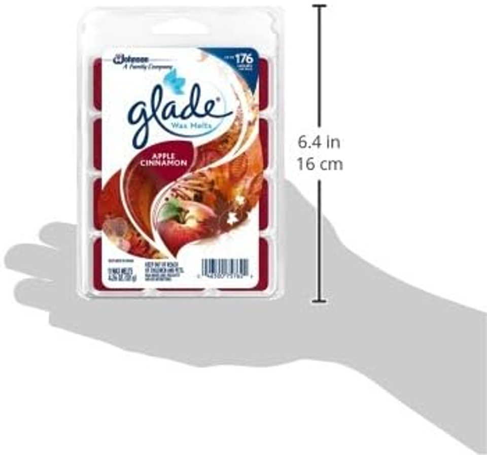 Glade Wax Melts Air Freshener, Scented Candles With Essential Oils For Home And Bathroom, Apple Cinnamon, 8 Count