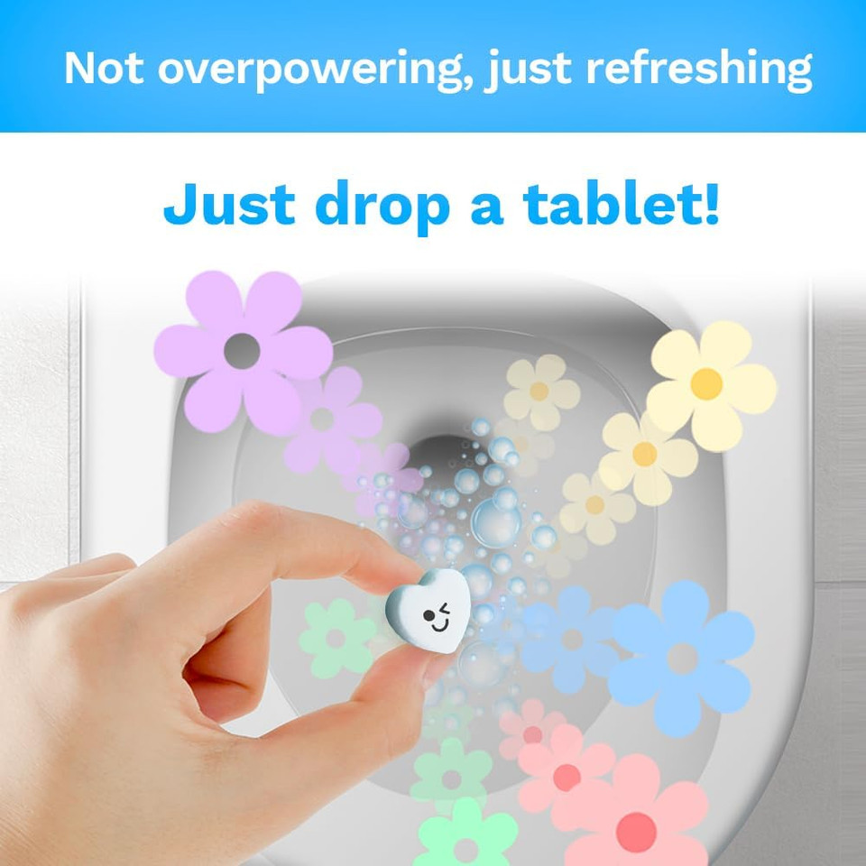Effervescent Bathroom Air Fresheners - Minty Lemon Fragrance - Toilet Deodorizer Tablets, 2 Pack
