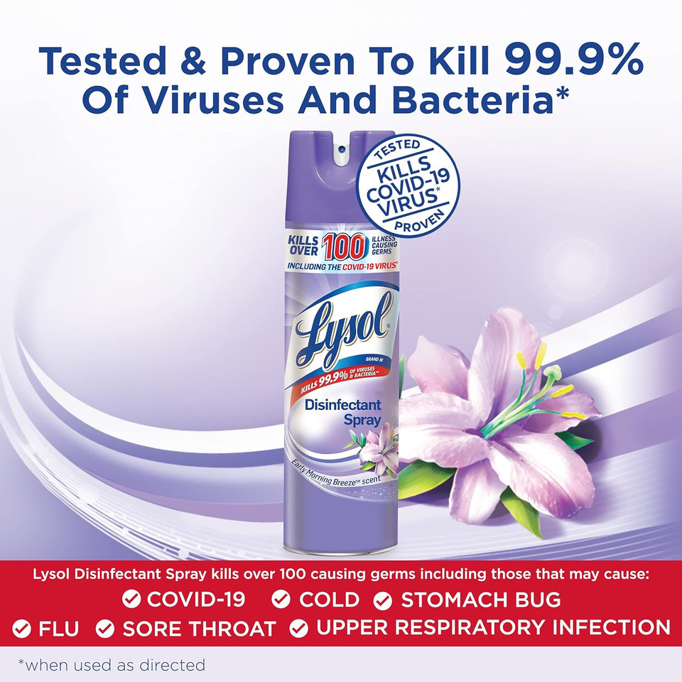 Lysol Disinfectant Spray, Early Morning Breeze, 76Oz (4X19Oz)