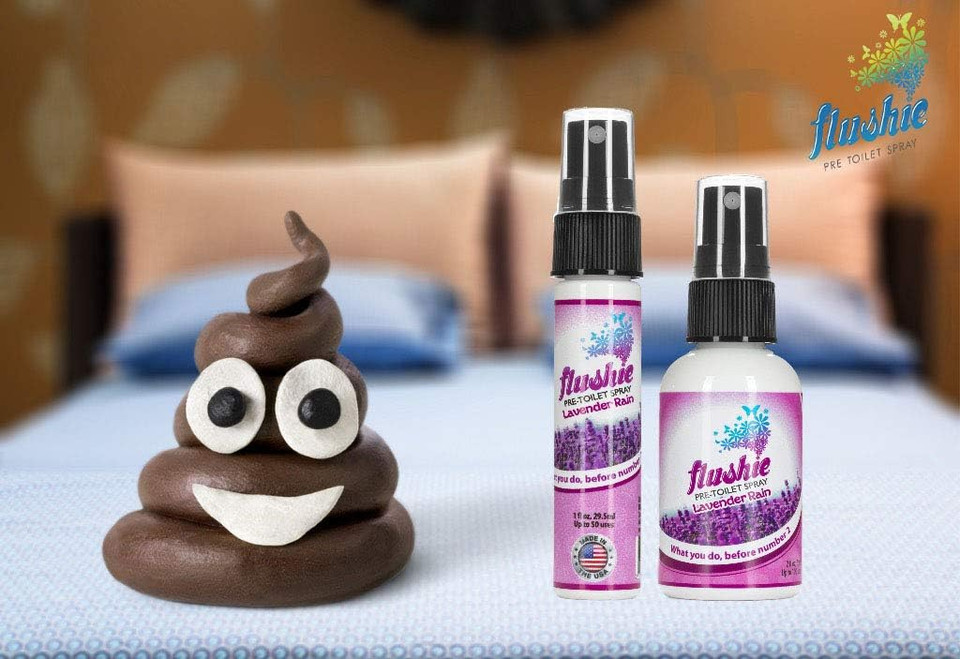 Flushie Pre-Toilet Spray 8-Ounce Bottle, Bathroom Deodorizer Perfect For Travel 8Oz 1 Pack (Lavender Rain, 2 Pack)