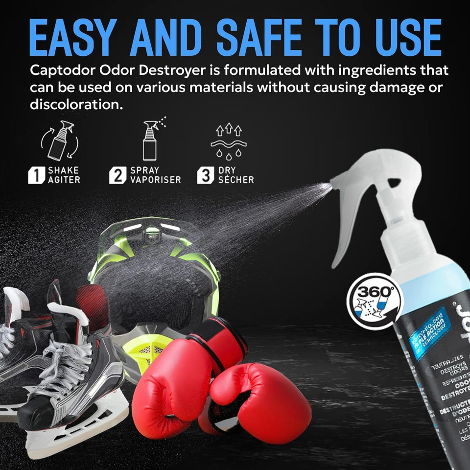 Sports Odor Destroyer Spray Carry-On Bottles (8.12Oz / 240 Ml), Sports Gear Odor Eliminator & Deodorizer - Neutralizer & Refresher Spray For Equipment, Sportswear & Outdoor Gear