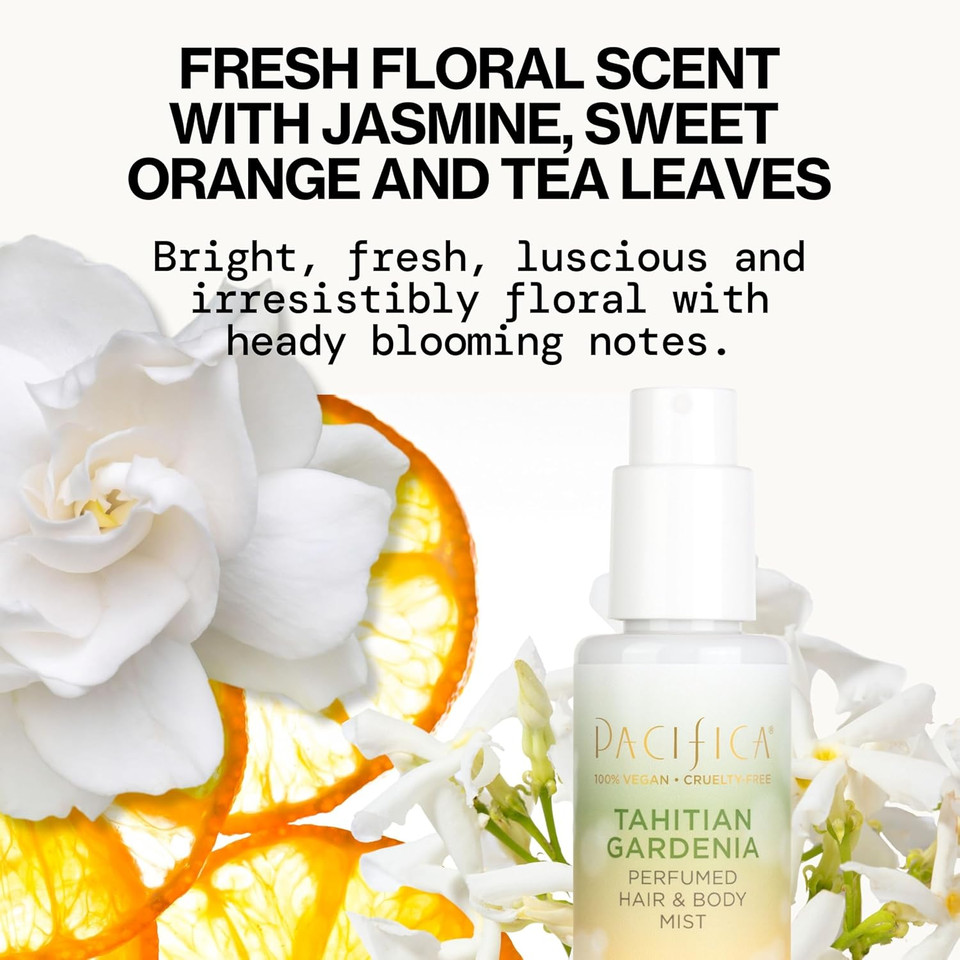 Pacifica Beauty, Tahitian Gardenia Hair Perfume & Body Spray, Citrus Gardenia And Jasmine Notes, Clean Perfume & Fragrance, Vegan & Cruelty Free, Phthalate-Free, Paraben-Free