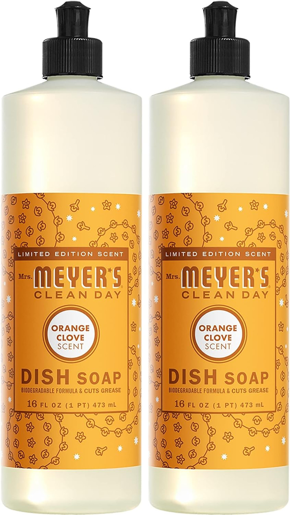 Mrs. Meyer'S Clean Day Liquid Dish Soap, Orange Clove, 16 Fluid Ounce (Pack Of 2)
