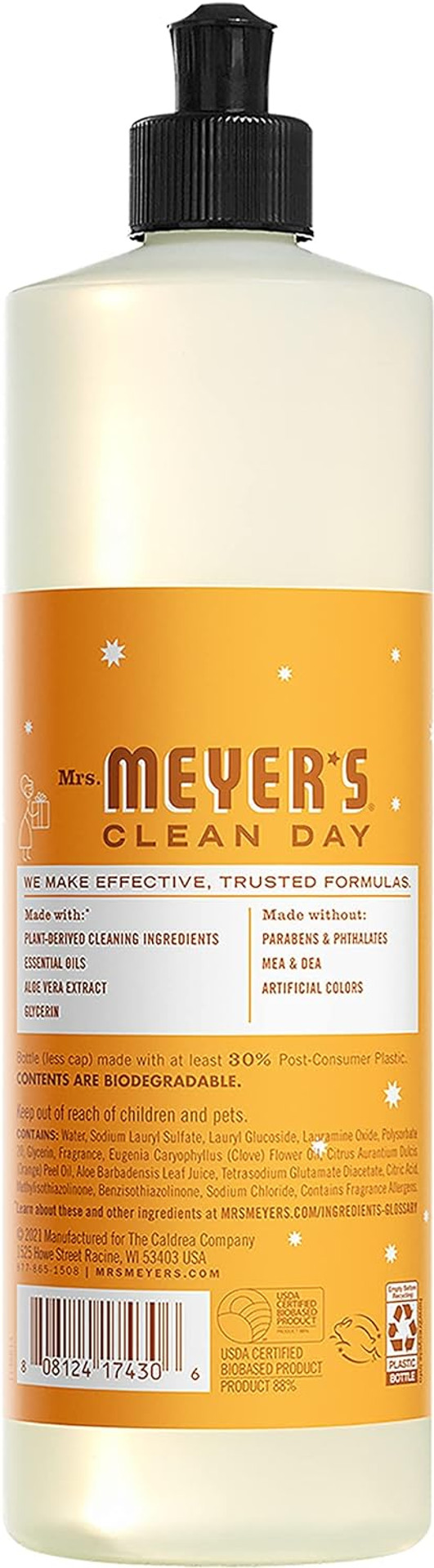 Mrs. Meyer'S Clean Day Liquid Dish Soap, Orange Clove, 16 Fluid Ounce (Pack Of 2)