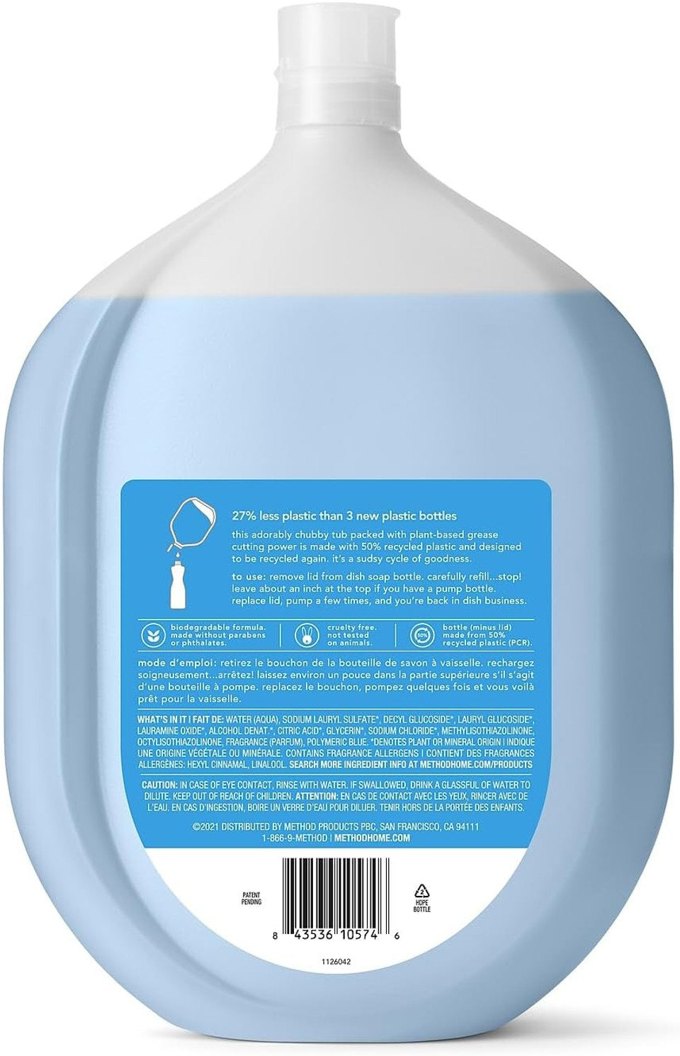 Method Gel Dish Soap, Refill, Sea Minerals, Recylable Bottle, Biodegradable Formula, 54 Fl Oz (Pack Of 1)