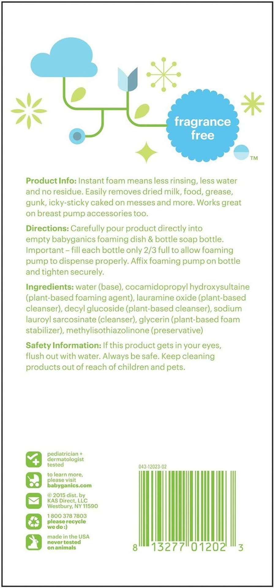 Babyganics Foaming Dish & Bottle Soap Refill, Fragrance Free, 32 Fl Oz