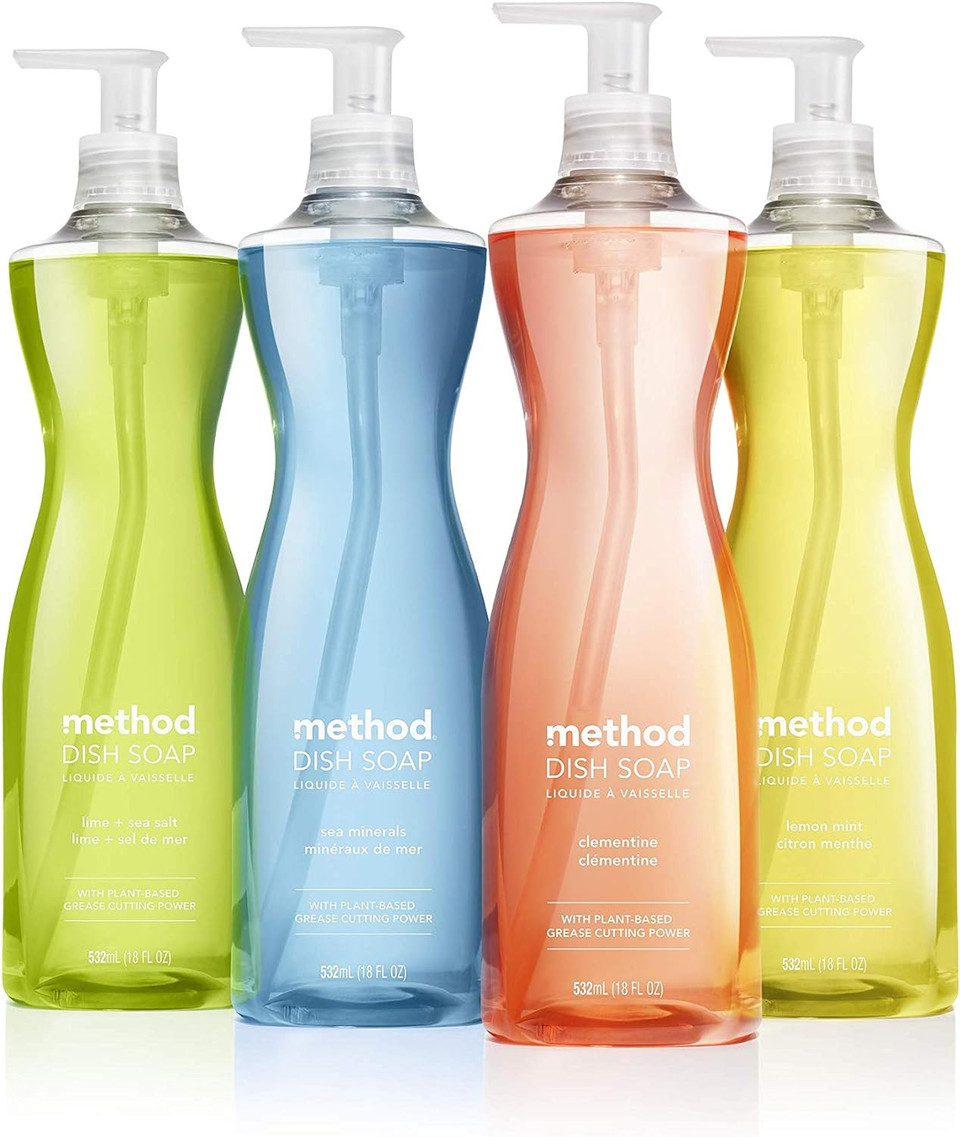 Method Gel Dish Soap, Lemon Mint, Biodegradable Formula, Tough On Grease, 18 Fl Oz (Pack Of 12)