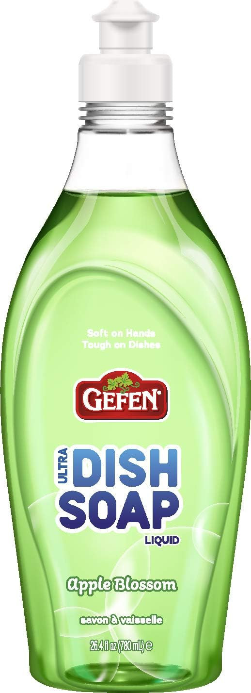 Gefen Green Apple Blossom Ultra Dish Soap 26.45Oz, Soft On Hands, Tough On Dishes, Kosher