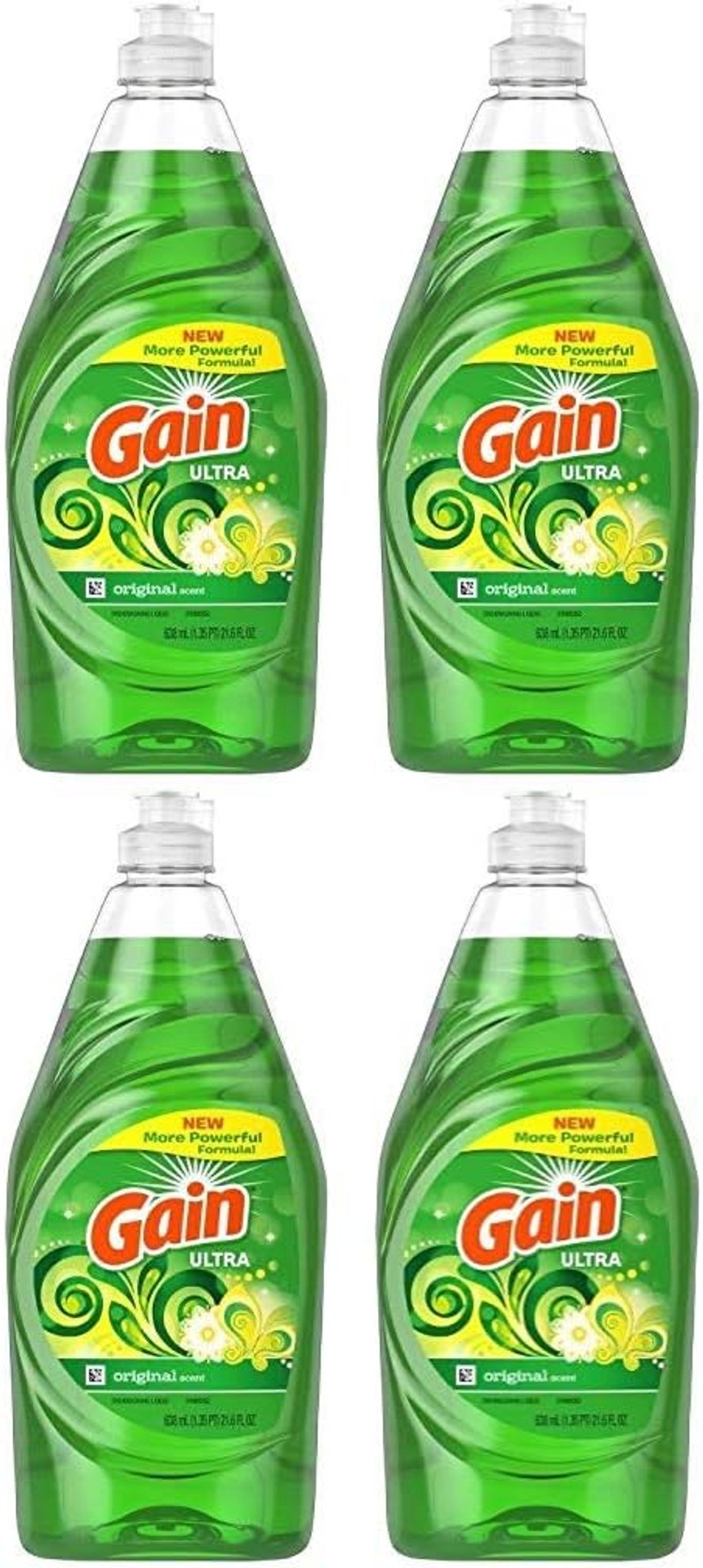 Gain Ultra Dishwashing Liquid Dish Soap, Original Scent - 21.6 Fluid Ounce (Pack Of 4)