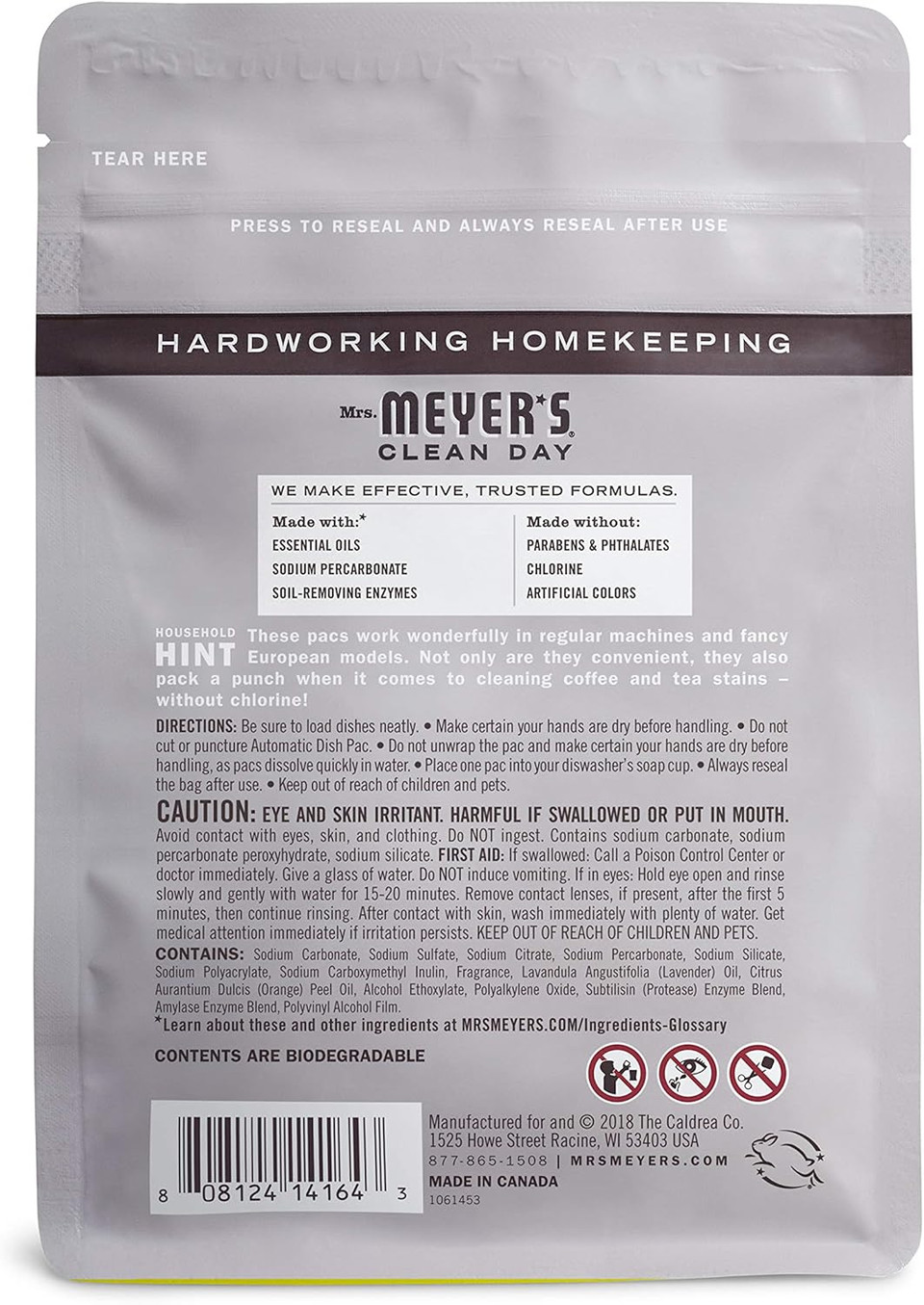 Mrs. Meyer'S Clean Day Automatic Dishwasher Pods, Lavender, 20 Count