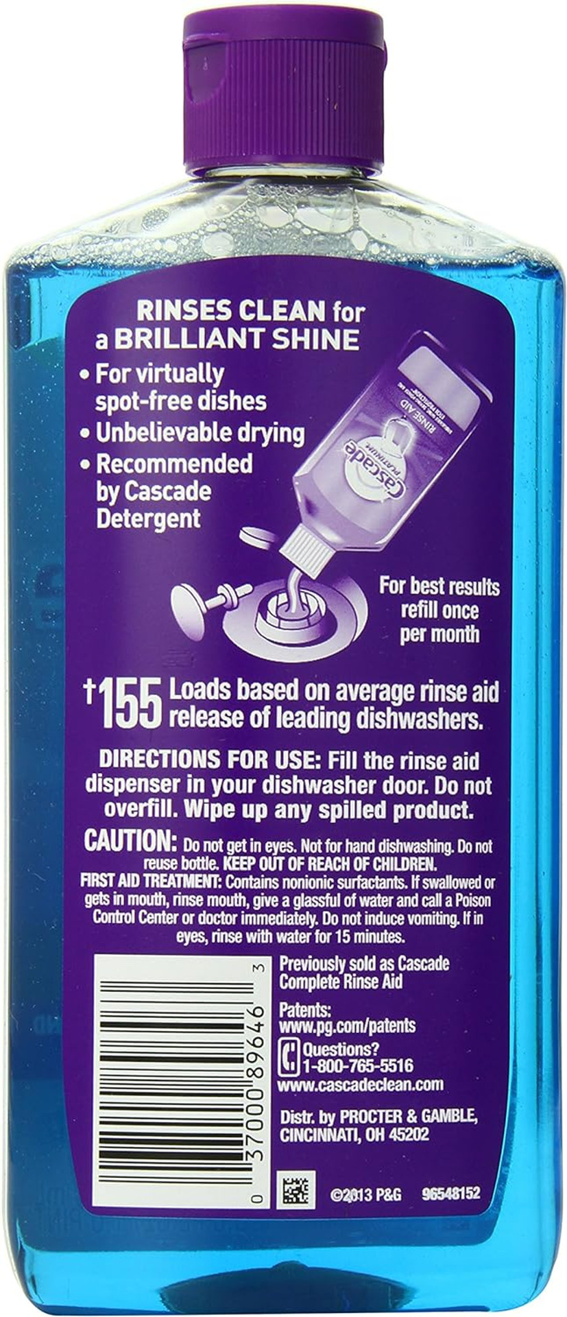 Cascade Rinse Aid Platinum Dishwasher Agent, Regular, 16 Fluid Ounce (Pack Of 6)