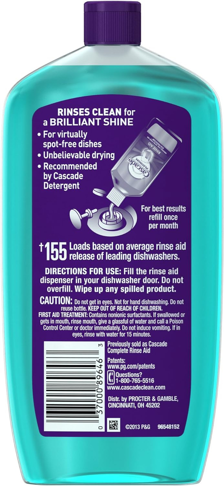 Cascade Rinse Aid Platinum Dishwasher Agent, Regular, 16 Fluid Ounce (Pack Of 6)