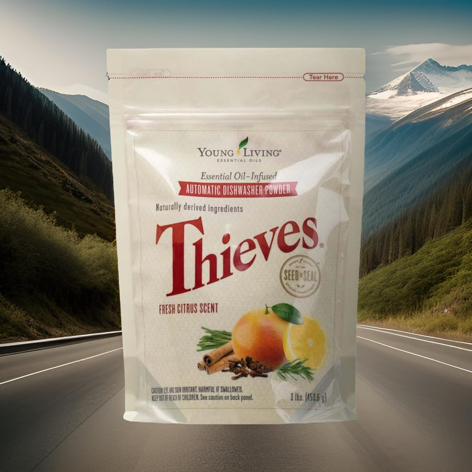 Thieves Automatic Dishwasher Powder By Young Living - 16 Oz - Eco-Friendly Cleaning For Spotless Dishes And Grease Removal - Non-Toxic & Plant-Based Formula