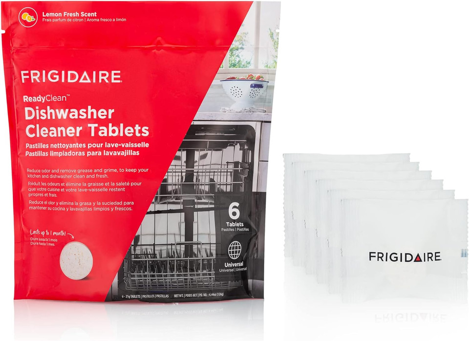 Frigidaire Readyclean Probiotic Dishwasher Cleaner 6 Tablets, White, 6 Count
