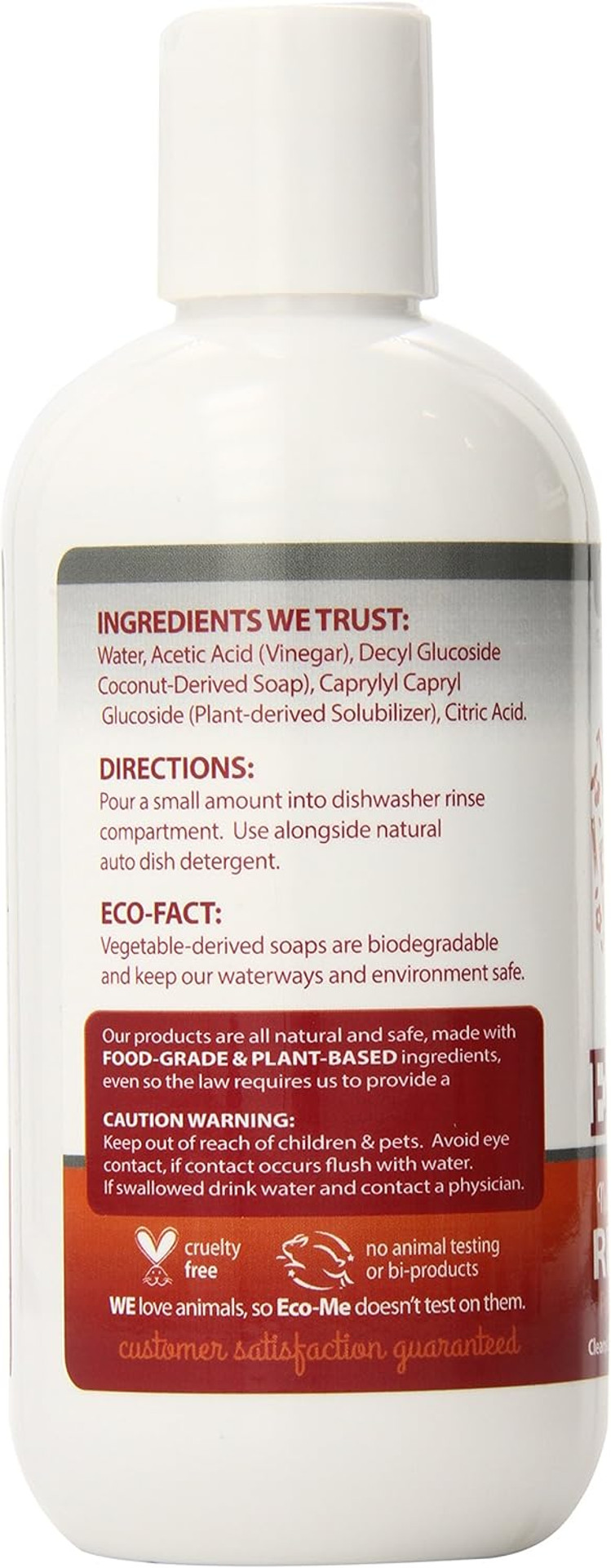 Eco-Me Auto Dish Rinse Aid, Clear, Fragrance Free, 8 Fl Oz