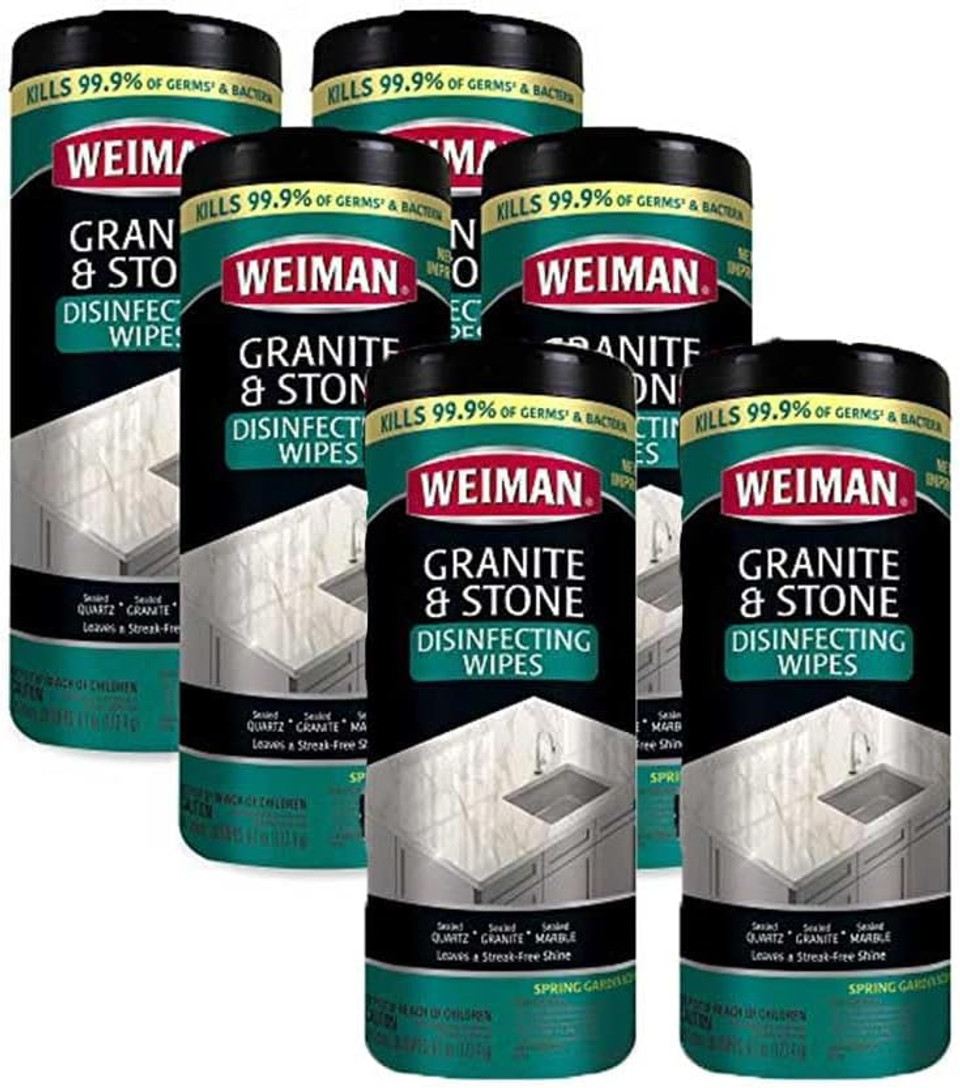 Weiman Granite Disinfectant Wipes - 30 Wipes - 6 Pack - Disinfect Clean And Shine Sealed Granite Marble Quartz Slate Limestone Soapstone Tile Countertops - Packaging May Vary,(94Pk4Cs) Weiman Granite Disinfectant Wipes - 30 Wipes - 6 Pack - Disinfect Clean And Shine Sealed Granite Marble Quartz Slate Limestone Soapstone Tile Countertops - Packaging May Vary,(94Pk4Cs)