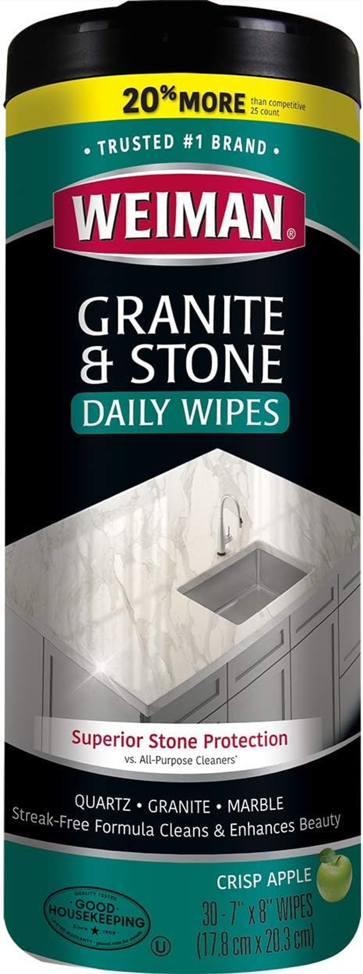 Weiman Granite Cleaner And Polish - 30 Wipes - For Granite Marble Soapstone Quartz Quartzite Slate Limestone Corian Laminate Tile Countertop And More (Pack Of 1), Package May Vary Weiman Granite Cleaner And Polish - 30 Wipes - For Granite Marble Soapstone Quartz Quartzite Slate Limestone Corian Laminate Tile Countertop And More (Pack Of 1), Package May Vary