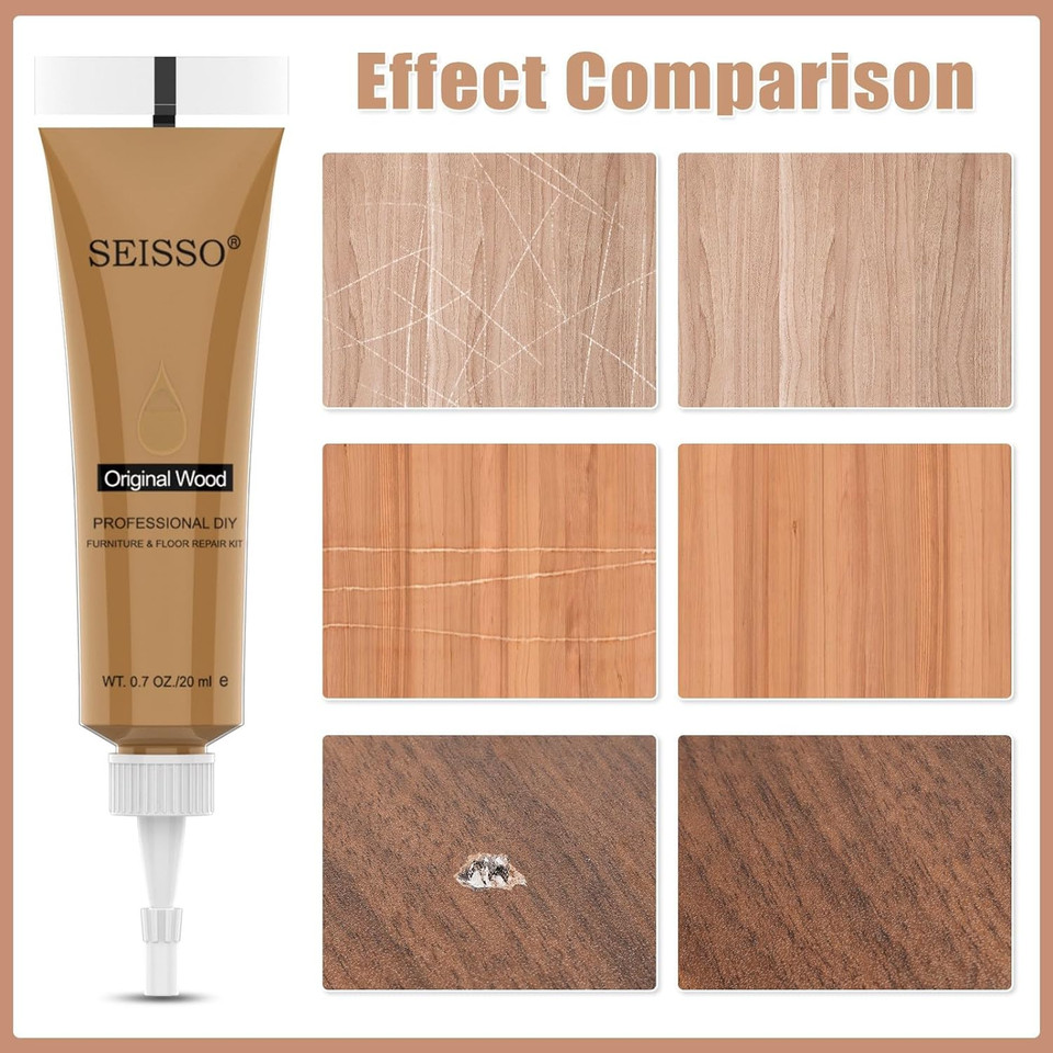 Seisso Furniture Repair Kit Touch Up Wood Restore Set Filler Furniture Scratch Kit Wood Repair Kit For Scratches, Stains, Scorch, Wooden Floor, Door, Table, Chair
