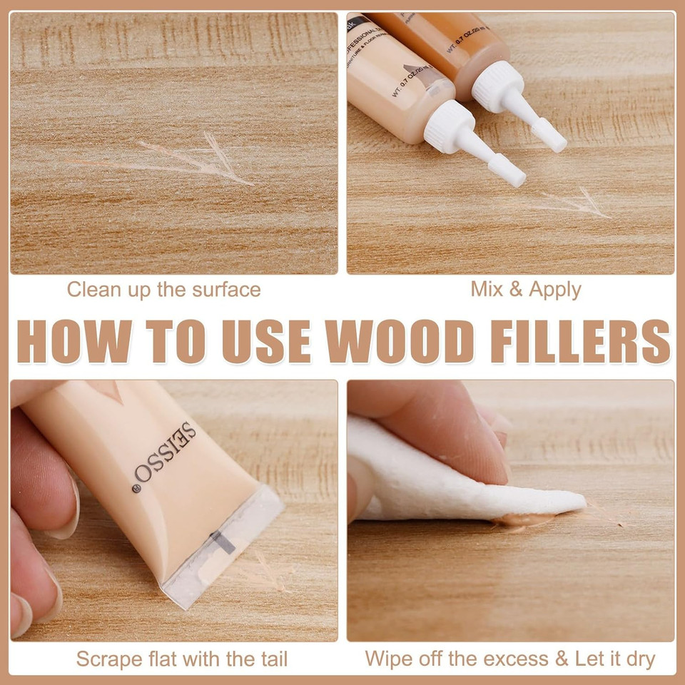 Seisso Furniture Repair Kit Touch Up Wood Restore Set Filler Furniture Scratch Kit Wood Repair Kit For Scratches, Stains, Scorch, Wooden Floor, Door, Table, Chair