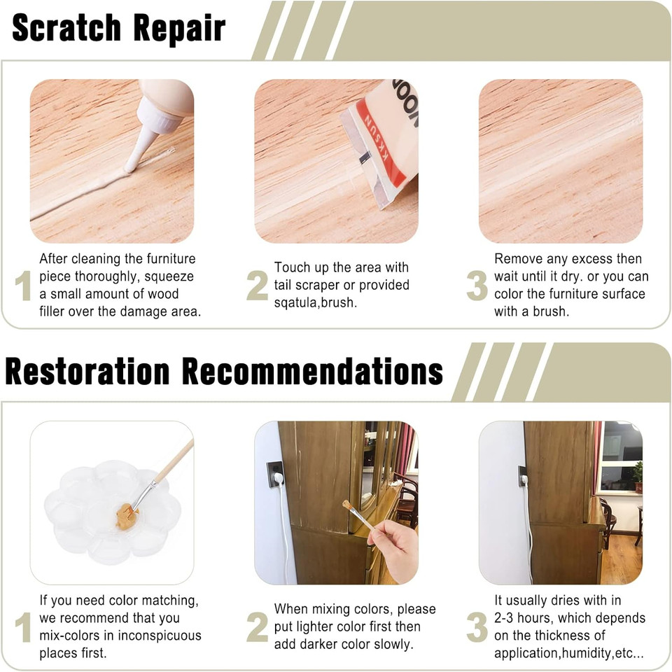 Chukchi Wood Furniture Repair Kit, 28 Piece Set Wood Filler Repair Kit Furniture Scratch Hole Restorer With Scraper, Brushes, Palette For Repairing Floors, Desks, Cabinets Covering Stains Chukchi Wood Furniture Repair Kit, 28 Piece Set Wood Filler Repair Kit Furniture Scratch Hole Restorer With Scraper, Brushes, Palette For Repairing Floors, Desks, Cabinets Covering Stains