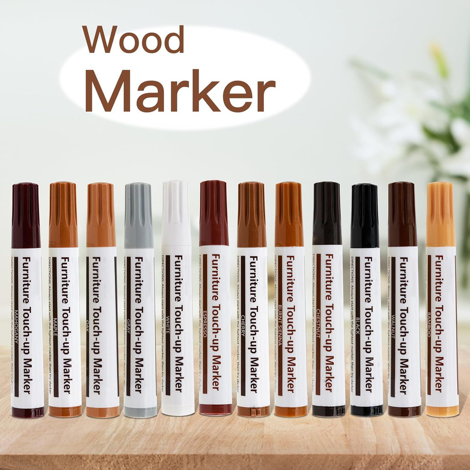 New Upgrade Furniture Pens For Touch Up, 12 Colors Wood Scratch Repair Markers, Professional Repair Tools For Stains, Scratches, Wood Floors, Tables, Bedposts
