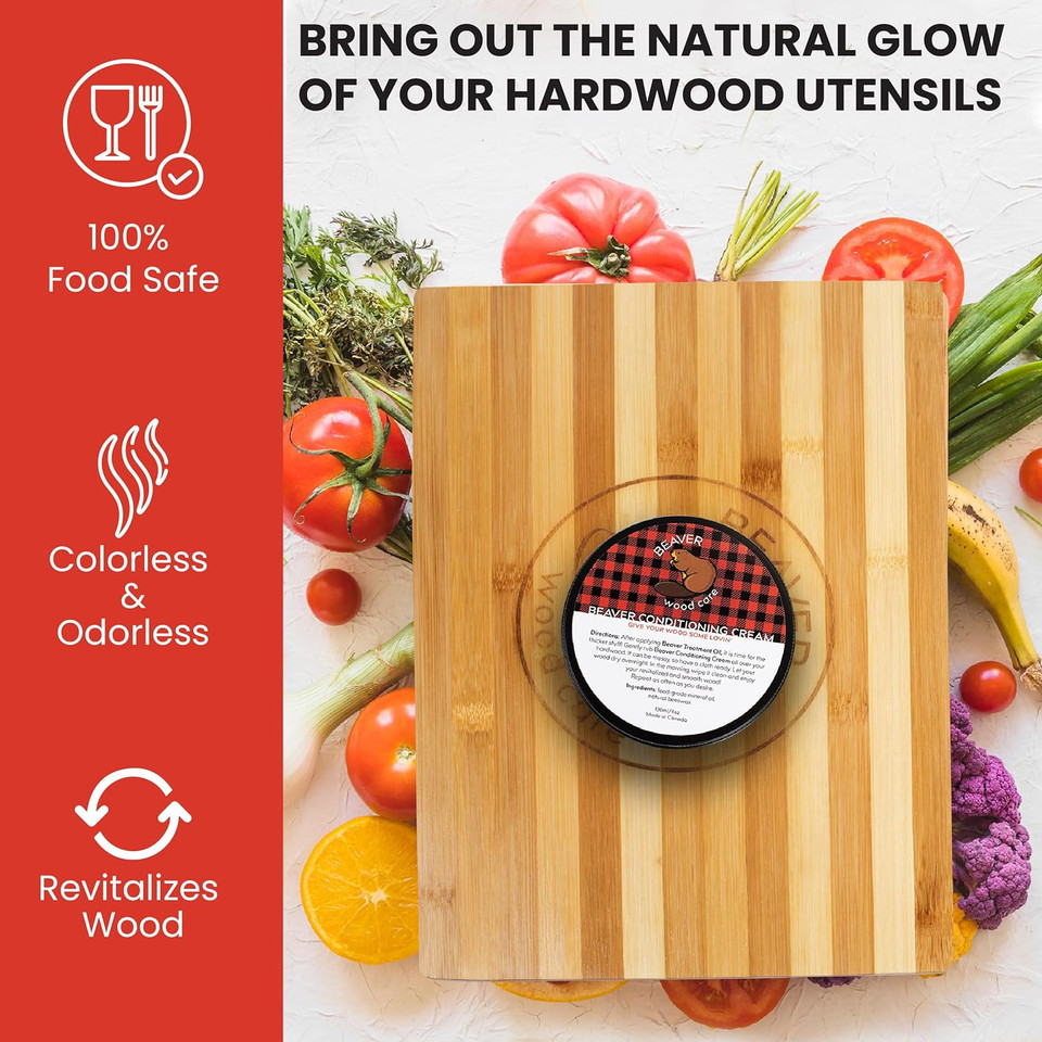 Cutting Board Cream - Wood Wax - Wood Conditioner - Food Grade Wax For Wooden Utensils, Tools, Countertops - Cutting Board Wax - Cracking And Warping Protection - 120Ml/4 Oz - Beaver Wood Care Cutting Board Cream - Wood Wax - Wood Conditioner - Food Grade Wax For Wooden Utensils, Tools, Countertops - Cutting Board Wax - Cracking And Warping Protection - 120Ml/4 Oz - Beaver Wood Care