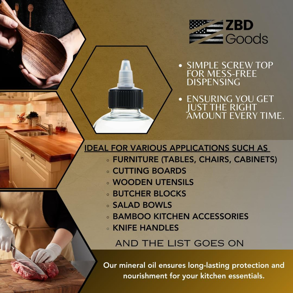 Z'S Wood Nectar 16Oz Odorless Food-Grade Mineral Oil - Premium Care For Cutting Boards, Butcher Blocks, Countertops, Bamboo, Kitchen Utensils & More