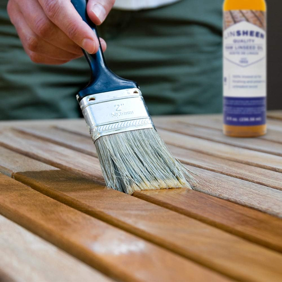 Raw Linseed Oil  Flaxseed Wood Treatment Conditioner To Rejuvenate, Restore And Condition Wood Patio Furniture, Decks To Kitchen Cutting Boards, 4 Oz Bottle