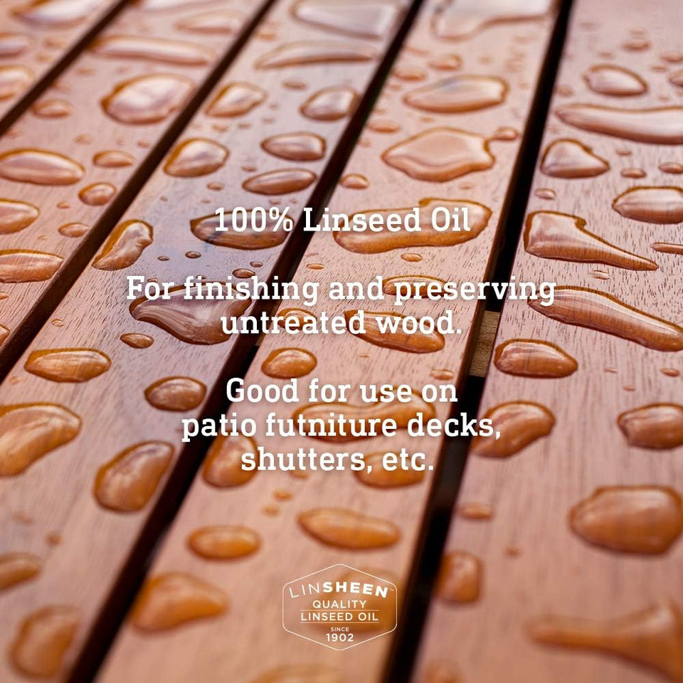 Raw Linseed Oil  Flaxseed Wood Treatment Conditioner To Rejuvenate, Restore And Condition Wood Patio Furniture, Decks To Kitchen Cutting Boards, 4 Oz Bottle