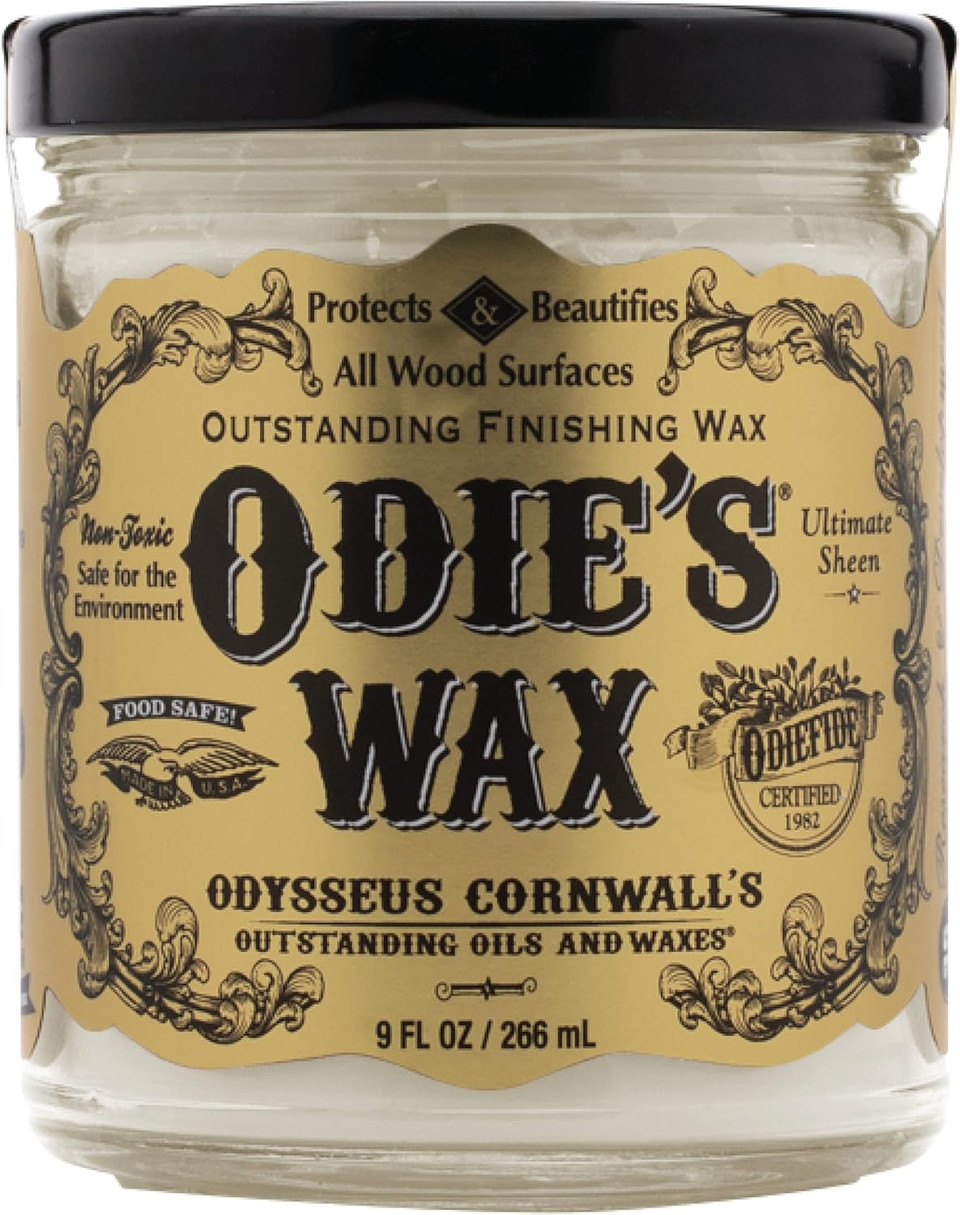 Odie'S Wax Super Hard Wax For Wood Works With Odie'S Oil Odie'S Super Duper Oil And Odie'S Wood Butter For Extra Lustrous Sheen Protection And Durability 9 Ounce Glass Jar