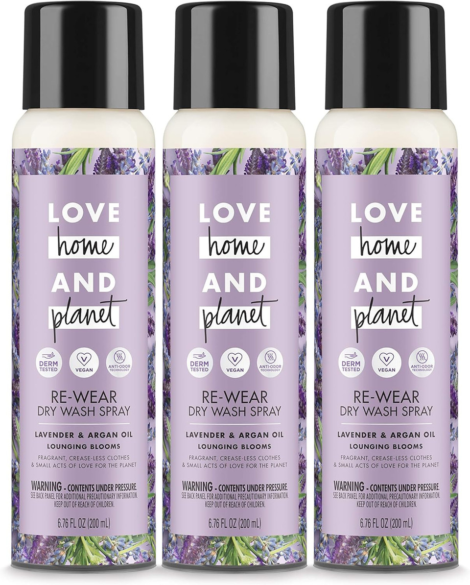 Love Home And Planet Dry Wash Spray Lavender & Argan Oil, 6.76 Fl Oz, Pack Of 3