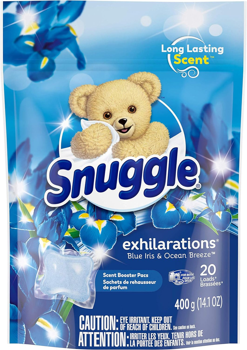 Snuggle Exhilarations In Wash Laundry Scent Booster Pacs, Blue Iris & Ocean Breeze, 20 Count