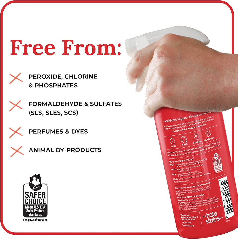 Emergency Stain Remover Spray ÃÂ 16Oz Laundry Stain Remover For Clothes, Upholstery, Carpet - From The Makers Of Miss Mouthã¢ÂS Messy Eater Stain Treater