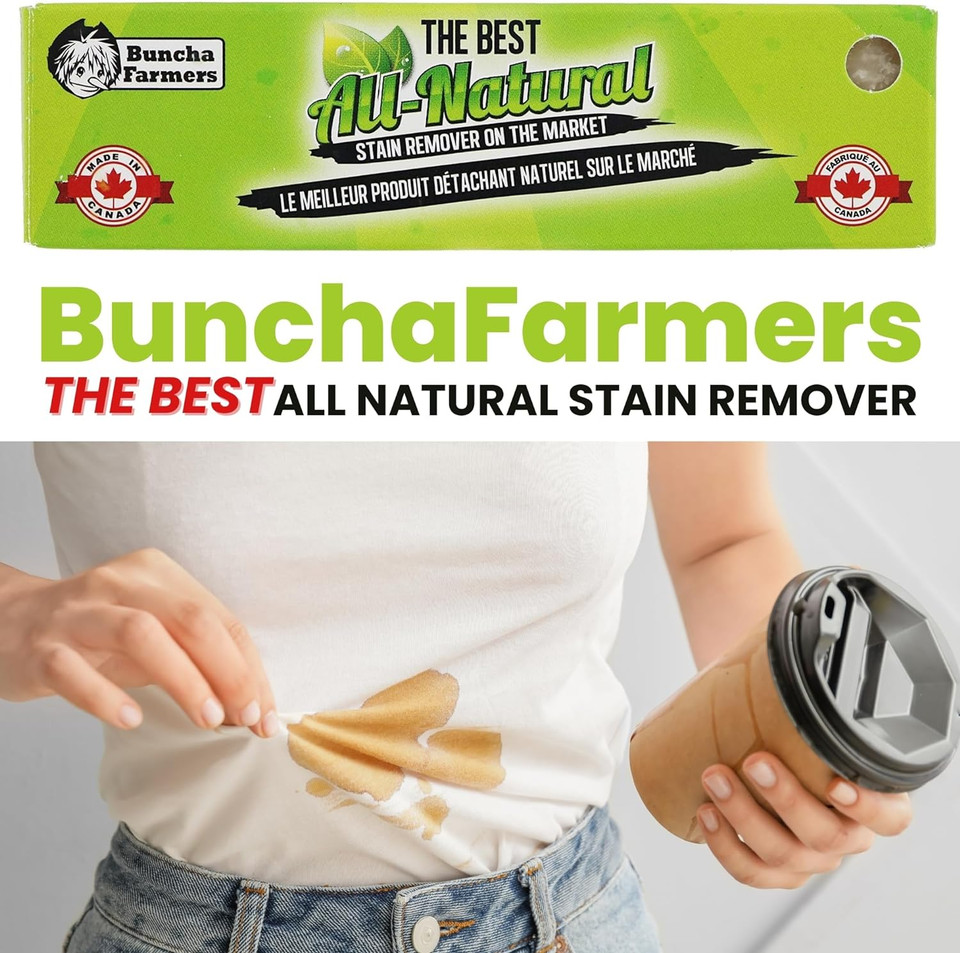 Buncha Farmers-The Best-100% All Natural, Biodegradable, Environmentally Friendly Stain Remover Stick (Made In Canada 1.76 Oz) - 8 Pack