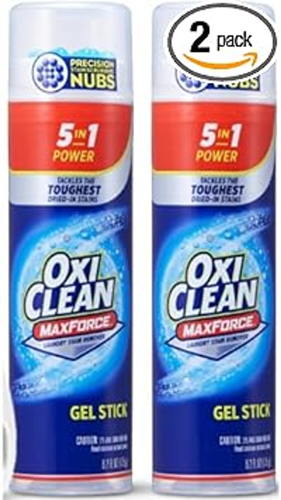 Oxi, Clean Max Force Stain Remover 6.2 Ounce 2-Pack  Stain Stick For Clothes,  Stain Grabbing Nubs Grease Stain Remover For Clothes  Gel Stain For 5 Stain Types