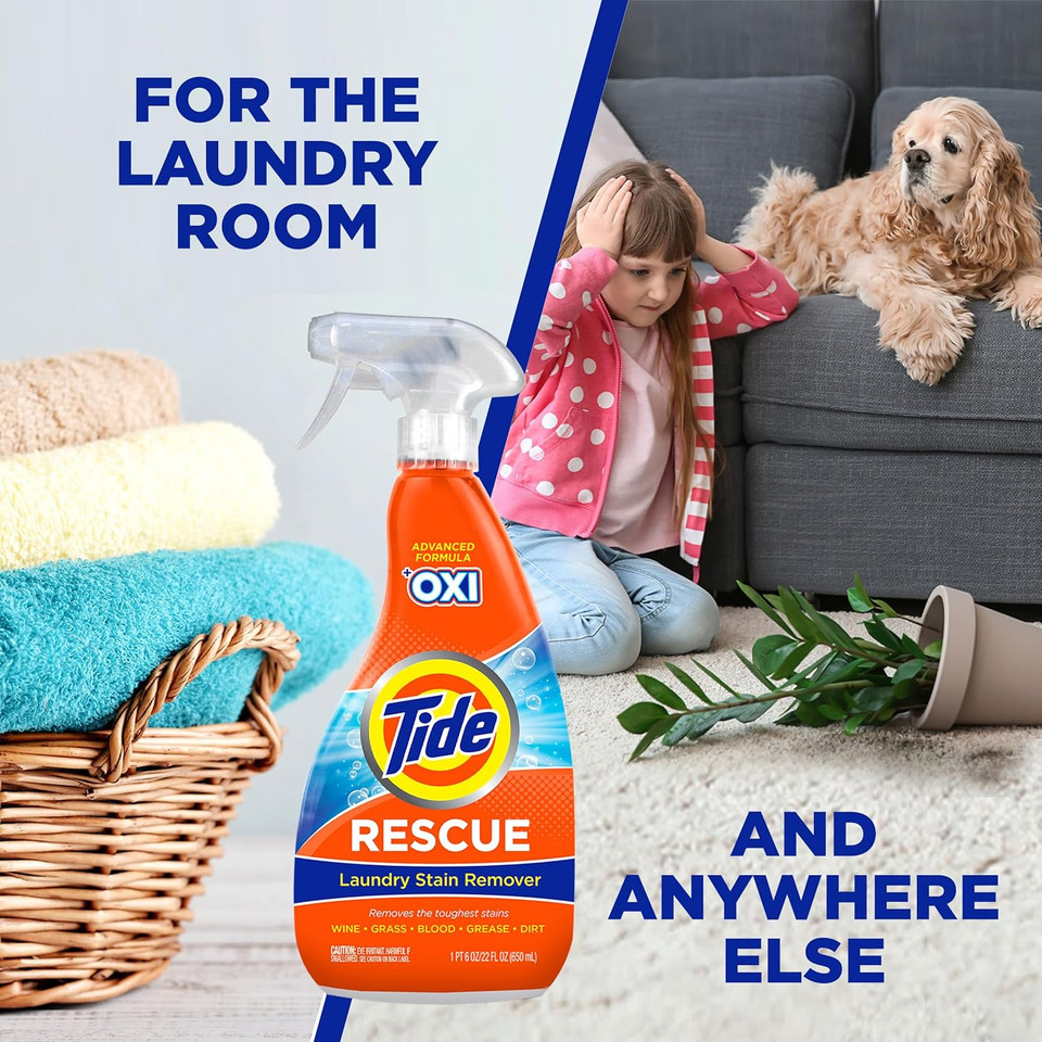 Tide Laundry Stain Remover Refill With Oxi, Rescue Clothes, Upholstery, Carpet And More From Tough Stains, Stain Treater, 52 Oz (Pack Of 2)