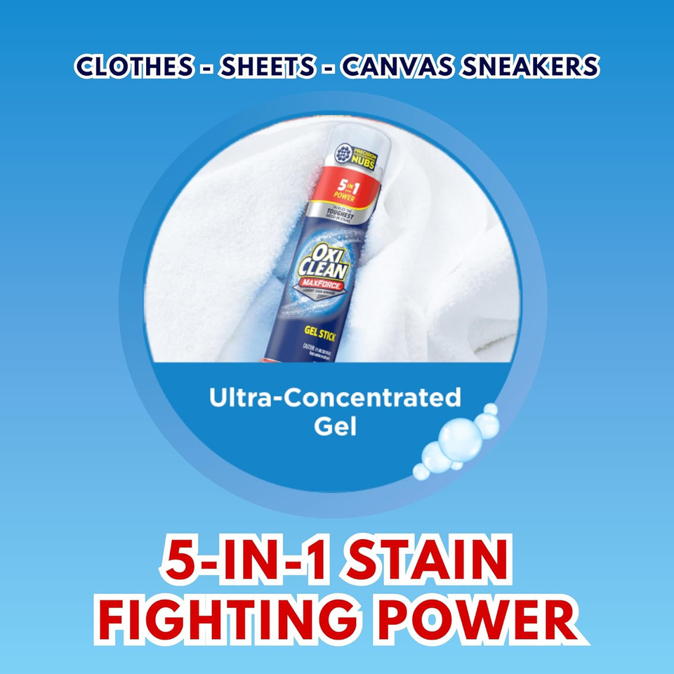 OxiClean Max Force - Laundry Stain Remover Gel Stick - 6.2 OZ + 1 Gaudum Laundry Stain Brush (2)