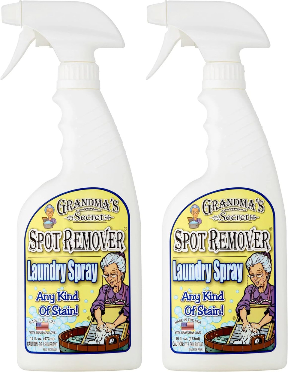 Grandma'S Secret Spot Remover Laundry Spray - Chlorine, Bleach And Toxin-Free Fabric Stain Remover For Clothes - Removes Oil, Paint, Blood And Pet Stains - 16 Oz, 2 Pack