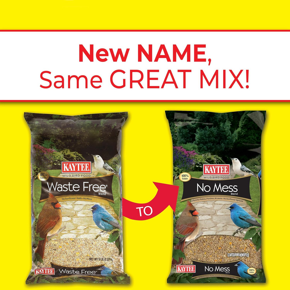 Kaytee Wild Bird No Mess Food Seed Blend For Blue Jays, Woodpeckers, Juncos, Cardinals, Grosbeaks, Sparrows, And Finches, 5 Pound