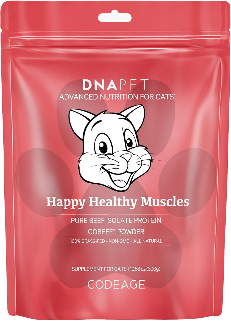 Happy Healthy Muscles Supplement For Cats - Grass-Fed Beef Protein Powder - Collagen & Amino Acid-Rich - Pure Beef Isolate - Suitable For All Life Stages - Unflavored, Non-Gmo - 10.58 Oz