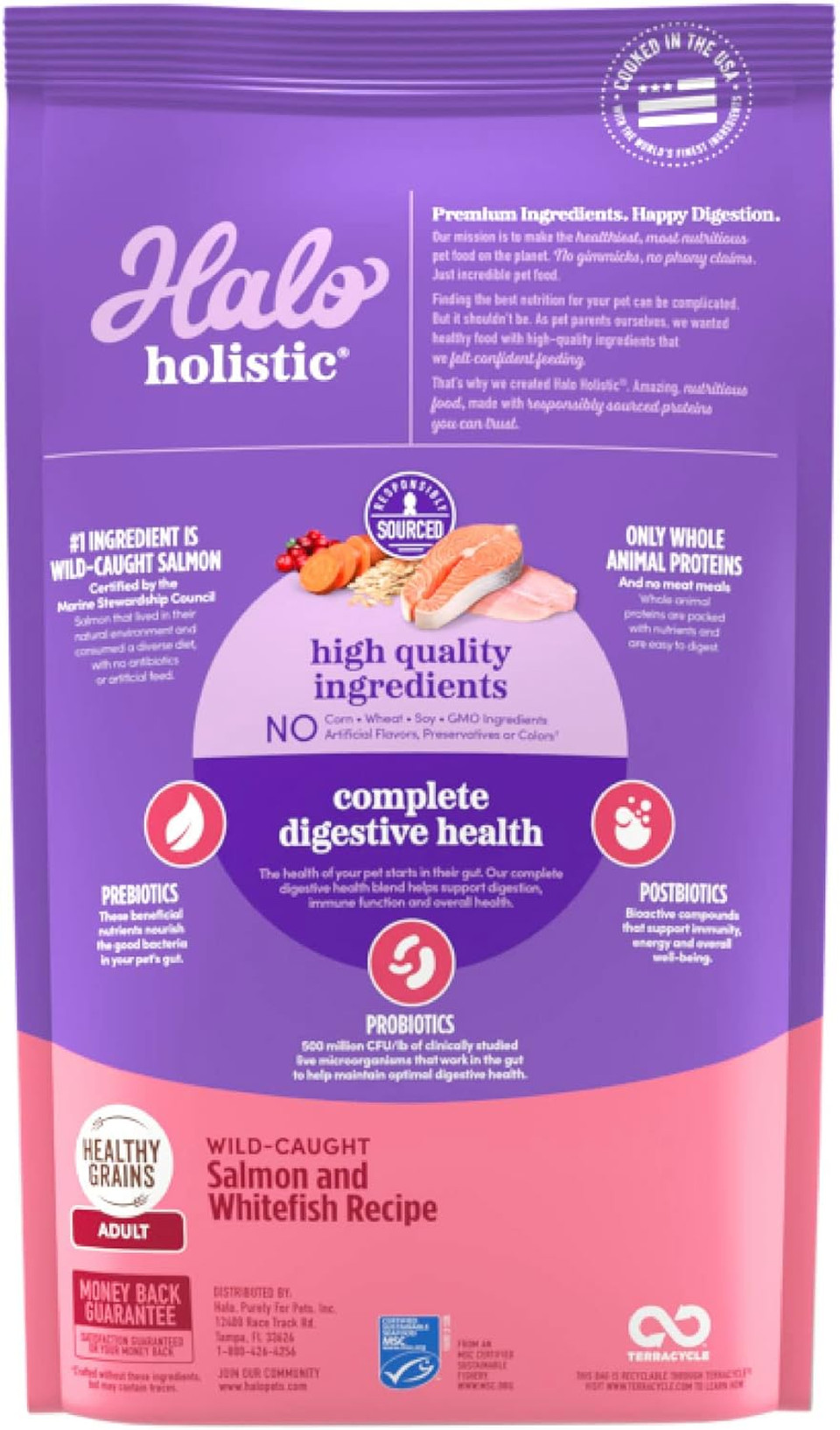 Halo Holistic Cat Food Dry, Wild-Caught Salmon And Whitefish Recipe, Complete Digestive Health, Dry Cat Food Bag, Adult Formula, 10-Lb Bag Halo Holistic Cat Food Dry, Wild-Caught Salmon And Whitefish Recipe, Complete Digestive Health, Dry Cat Food Bag, Adult Formula, 10-Lb Bag